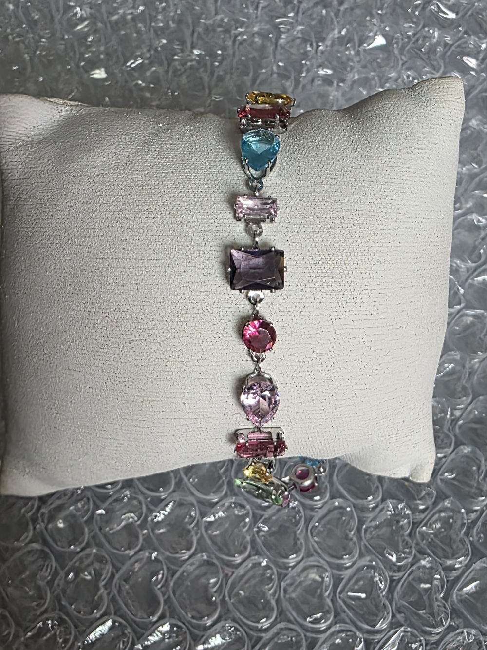 Stainless Steel Multicolor Crystal Link Bracelet